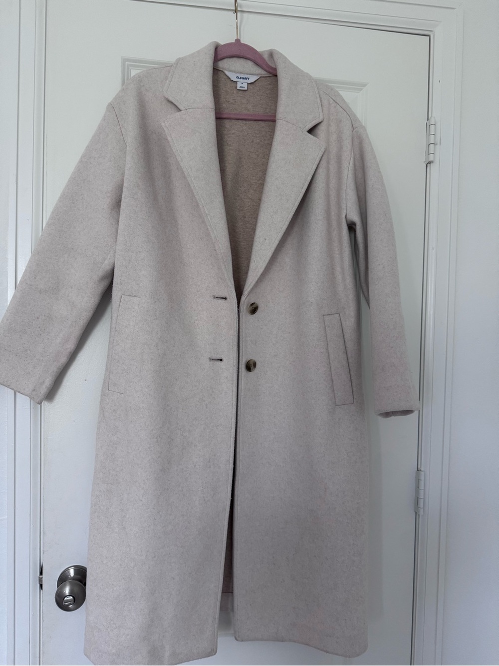 Old Navy Light Cream Single-Breasted Long Coat